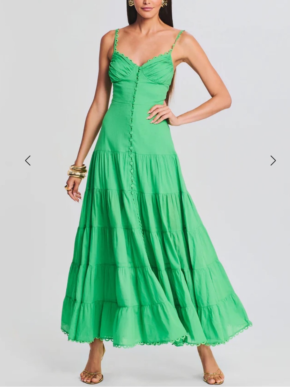 Green Tiered Maxi Dress with Spaghetti Straps